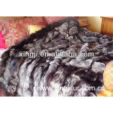 Natural silver fox fur blanket